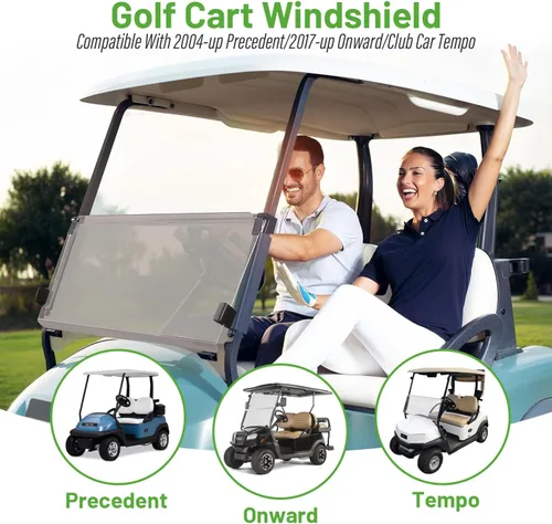 Miniatura 3 de 10L0L Parabrisas plegable para carrito de golf para Club Car Precedent 2004 en adelante, Tempo y modelos posteriores 2017 en adelante, resistente a
