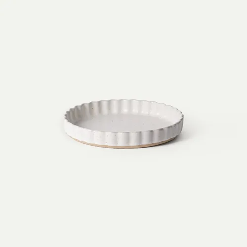 Miniatura 14 de Mora Molde de Cerámica para Tartas, Fuente Grande de Porcelana de 9.5 Pulgadas para Tartas, Quiche, Pay, Flan, etc. Borde Acanalado con Volantes