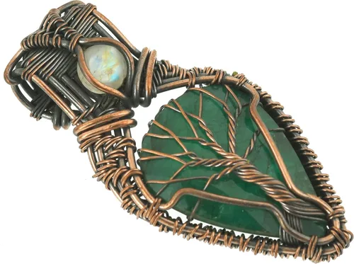 Miniatura 23 de Impresionante collar con colgante de árbol de la vida de cobre con piedras preciosas hechas a mano y cadena de 20 pulgadas, perfecto
