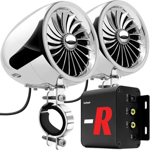 Miniatura 9 de GoHawk Sistema amplificador TJ4-R de 4" Rango completo A prueba de agua Bluetooth Altavoces estéreo de 1 a 1.5 pulgadas para motocicleta Sistema