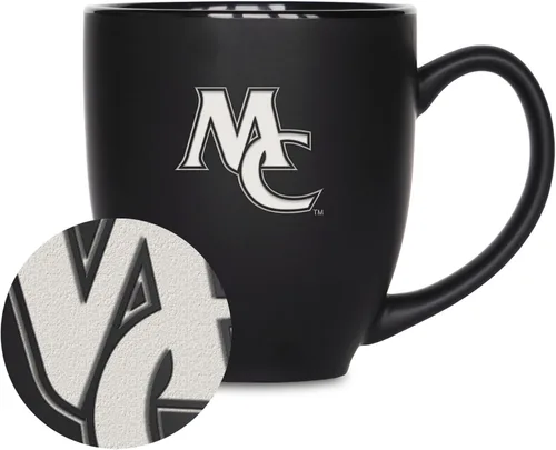 Miniatura 279 de Rico Industries - Taza de cerámica mate negra con grabado láser estándar de 15oz para NCAA (escuelas T & U) - Para bebidas calientes o frías