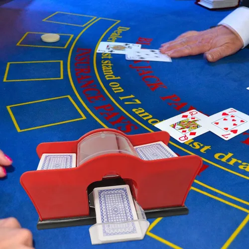 Miniatura 2 de Evelots Juego de cartas Shuffler - Soporte para 2 cartas de cubierta, sistema de manivela fácil, máquina barajadora de cartas, barajadora de cartas