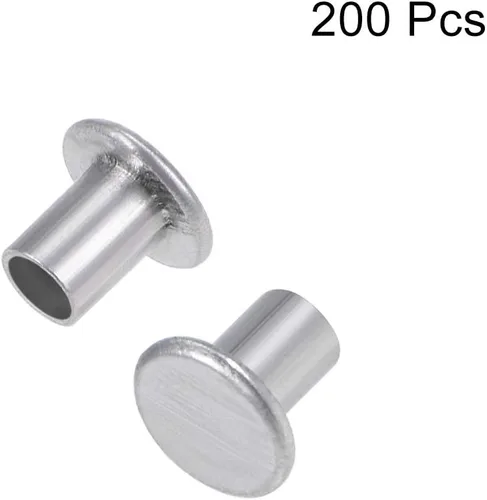 Miniatura 3 de uxcell 200 remaches semi-tubulares de cabeza plana de aluminio de 0.118 in x 0.157 in, tono plateado