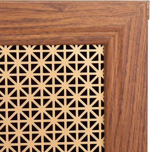 Miniatura 4 de SAFAVIEH Piran Soporte de TV para pantalla plana de hasta 70 pulgadas, nogal y dorado, 4 puertas con almacenamiento interior, consola multimedia
