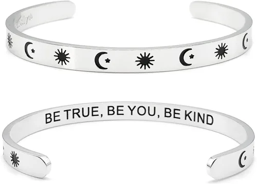 Miniatura 57 de Dczosily Pulseras inspiradoras para mujer, de acero inoxidable, pulseras motivacionales, regalos personalizados para mejores amigas