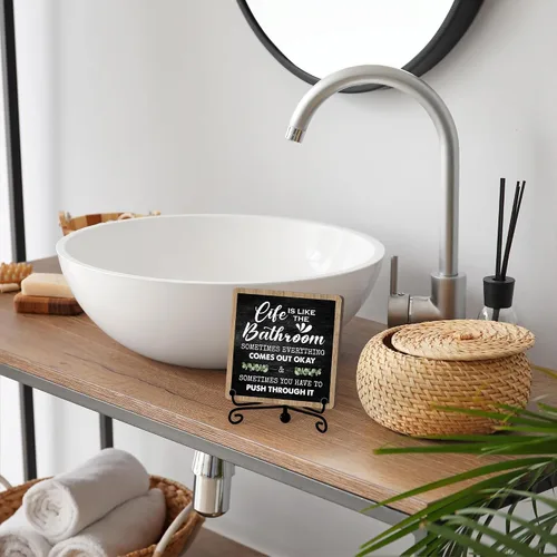 Miniatura 5 de Divertidas decoraciones de baño, decoración de estante de baño y accesorios, letreros de la vida es como el baño, bonito letrero de baño