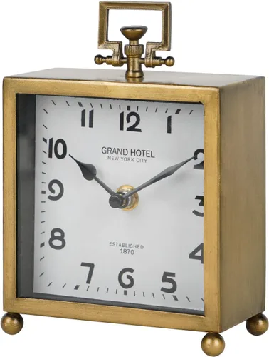 Miniatura 7 de NIKKY HOME Reloj de mesa dorado, clásico silencioso sin tictac, funciona con baterías, decorativo, para repisa o estante, reloj de sobremesa