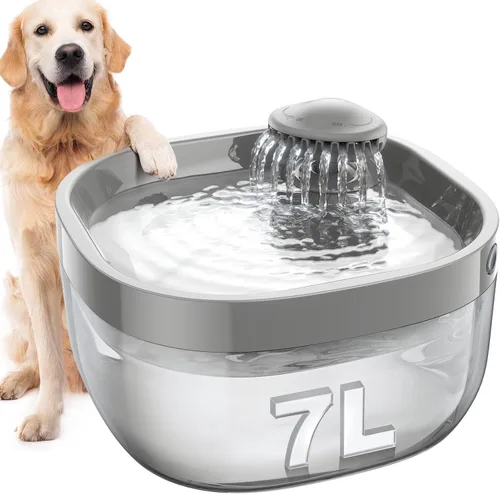 Fuente de agua de 7L/1.8Gal para perros grandes, dispensador de tazón de agua para perros FEELNEEDY, fuente de agua para mascotas con bomba ultra