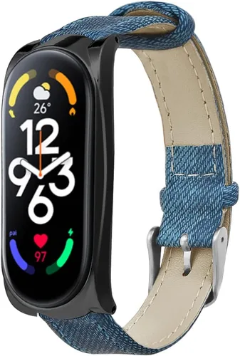 Correa compatible con Xiaomi Mi Band 7, correa de repuesto de lona deportiva KangPlus Correa de reloj vintage ajustable para mujeres y hombres