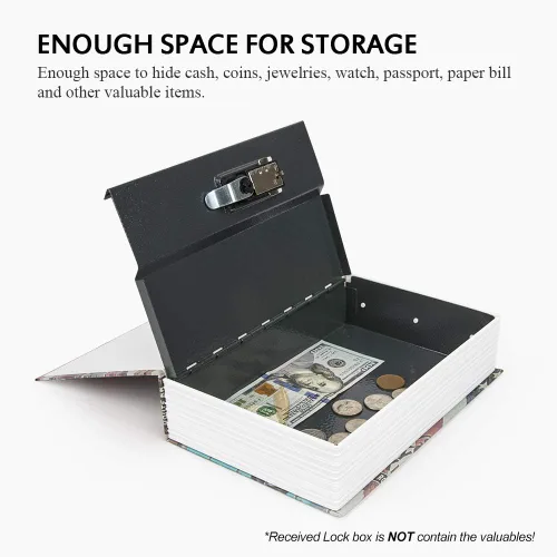 Miniatura 2 de KYODOLED - Caja fuerte con forma de libro, con cerradura de combinación, caja portátil de seguridad secreta, para ocultar dinero, metálica