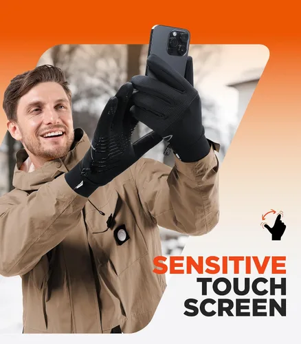 Miniatura 3 de Benirap Guantes de invierno para hombres y mujeres, guantes de invierno cálidos para pantalla táctil, resistentes al viento, antideslizantes