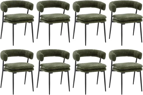 Miniatura 26 de Shunzhi Juego de 2 sillas de comedor modernas de cuero verde tapizadas, cómodas sillas de cocina, sillas auxiliares sin brazos con respaldo abierto