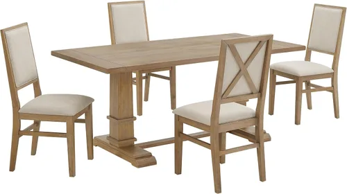 Miniatura 10 de Crosley Furniture Joanna - Juego de mesa de comedor moderna de 9 piezas para 8 personas con sillas tapizadas, roble oscuro/crema