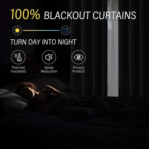 Miniatura 2 de ChrisDowa Cortinas 100% Opacas de Abedul Sólido de 45 Pulgadas de Largo, 2 Paneles para Dormitorio y Sala de Estar, Estilo Granja Oscurecedoras