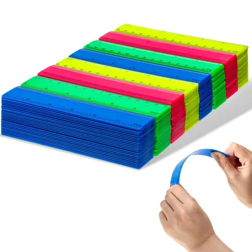 Miniatura 9 de Zonon 200 reglas rectas flexibles de plástico transparente a granel con pulgadas y centímetros, regalo para el primer día de escuela