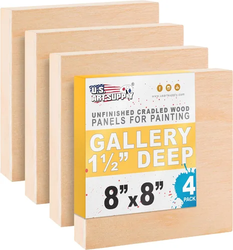 Miniatura 15 de U.S. Art Supply Paneles de madera acunados sin terminar de 20 x 20 pulgadas para pintura, galería de 1-1/2 pulgadas de profundidad (paquete de 2)