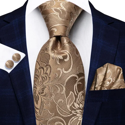 Miniatura 3 de Hi-Tie Mens Silk Paisley Necktie and Pocket Square Cufflinks Set for Wedding Business