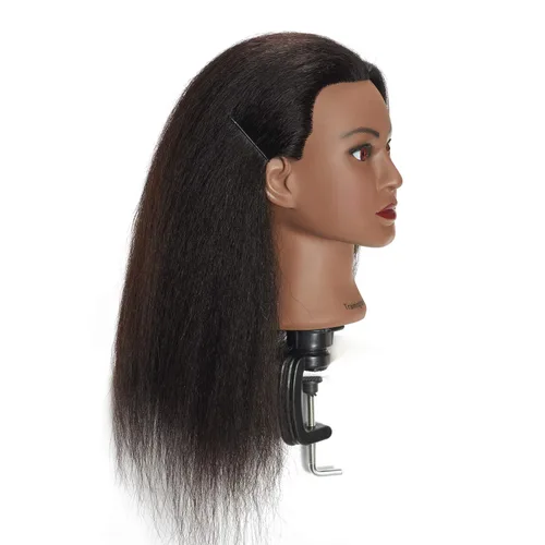 Miniatura 5 de Traininghead - Cabeza de maniquí de cabello 100% real, cabeza de entrenamiento, cabeza de muñeca de cosmetología, cabeza de maniquí de práctica