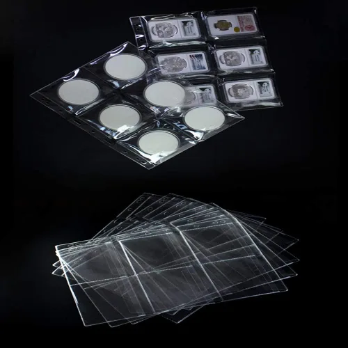 Miniatura 5 de 6 páginas de monedas de bolsillo, 10 hojas de plástico para monedas de coleccionista, suministros para colección de monedas
