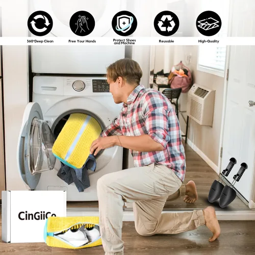 Miniatura 7 de Bolsa para lavadora de zapatos, 2 bolsas de zapatos para lavadora, con 2 estiradores de botas (L 6-12.5), limpieza profunda de 360°, se adapta a