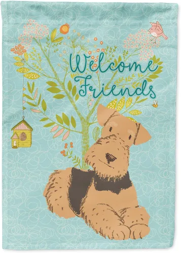 Caroline's Treasures BB7625GF - Bandera decorativa para jardín con texto en inglés "Welcome Friends" Airedale Terrier, para jardín, jardín, patio,