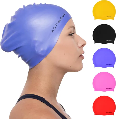 Miniatura 5 de AqtivAqua Gorro de natación de silicona impermeable/ Cómodo gorro de natación para mujeres, hombres, adultos y niños