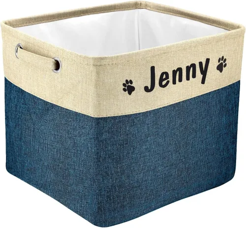 Miniatura 21 de PET ARTIST - Cesta plegable de almacenamiento de juguetes con nombre personalizado de la mascota - Organizador de caja rectangular para juguetes