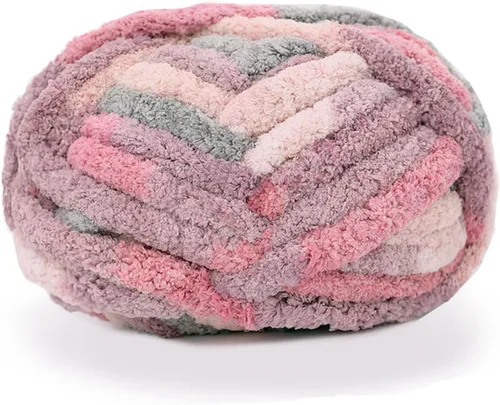 Miniatura 18 de Hilo de felpilla de punto grueso para mantas de tejer a mano, súper suave para mantas grandes jumbo (color rosa claro)