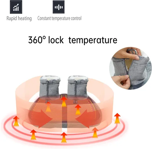 Miniatura 4 de Calentador eléctrico de pies, máquina eléctrica de calor de pies para hombres y mujeres con 3 ajustes de temperatura, lavable a máquina, apagado