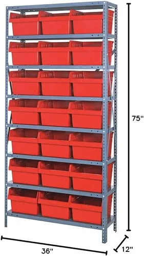 Miniatura 366 de Quantum QSBU-245BK Heavy Duty Shelving Unit with (7) Shelves and (24) QUS245 Black Bins for Garage Warehouse Storage Distribution 400 lb Load