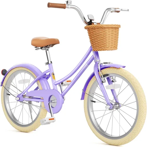 Miniatura 24 de Glaf Bicicleta para niñas de 12, 14, 16, 20 pulgadas, con ruedas de entrenamiento para niños de 2 a 12 años, bicicleta con cesta y asiento