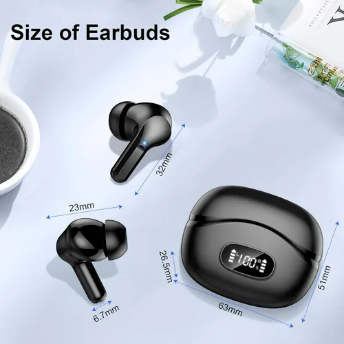 Miniatura 7 de Auriculares inalámbricos, auriculares Bluetooth 5.4 HiFi Stereo, auriculares con 4 micrófonos ENC con cancelación de ruido, auriculares Bluetooth