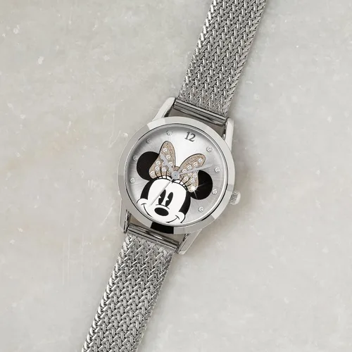 Miniatura 2 de Disney Reloj analógico clásico de cuarzo para mujer con correa de acero inoxidable MN8008, Plateadonegroblanco, Pulsera