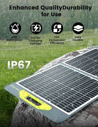Miniatura 6 de Panel Solar Portátil de 120W, Panel Solar Plegable Greenmagic de 120W 19V para Camping al Aire Libre RV Hogar, Resistente al Agua IP67 con Estuche