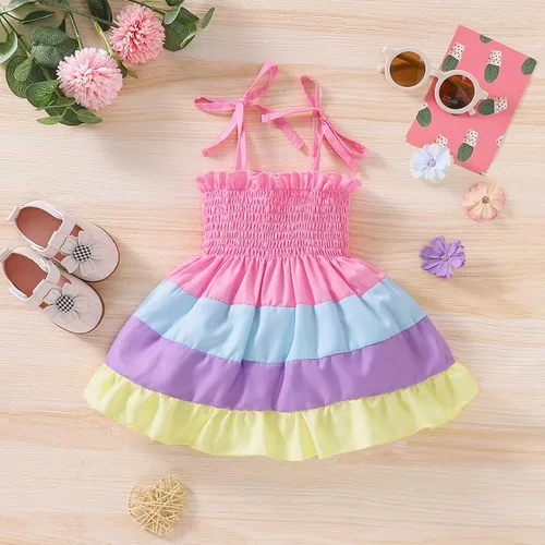 Miniatura 3 de Vestido de verano para niñas pequeñas, vestido de princesa sin mangas, cuello halter, tutú de playa, vestido de verano bohemio con tirantes