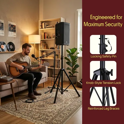 Miniatura 7 de Soporte universal tipo trípode para altavoz de DJ con altura ajustable, fabricado con acero resistente y duradero