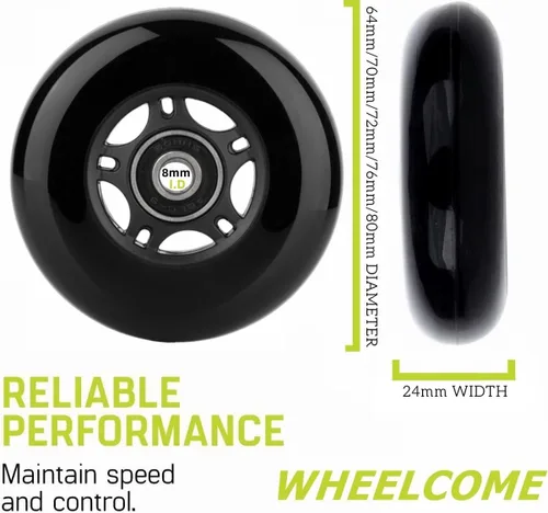 Miniatura 2 de Ruedas de patinaje en línea con rodamientos ABEC-9 y espaciadores flotantes para cuchillas patines de hockey, 85A para interiores y exteriores, 2.43