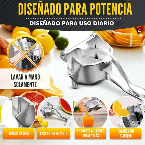 Miniatura 4 de Exprimidor de mano con mango ergonómico resistente, cuenco de aluminio de 20 onzas con boquilla de vertido para verter sin ensuciar, prensa manual