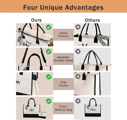 Miniatura 2 de CRSTAFU Bolsos personalizados para mujer, regalos con monograma para el día de la madre, bolsa de mano para la playa de novia, bolsa de lona