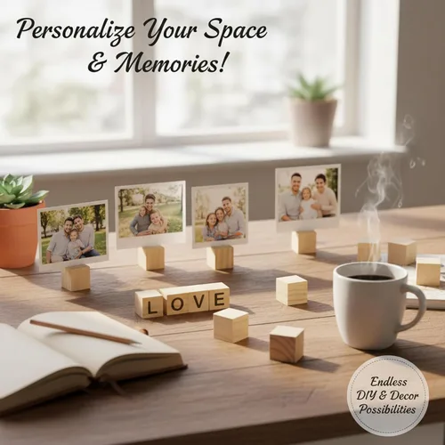 Miniatura 6 de Bloques de madera de 1 pulgada para manualidades, cubos de madera sin terminar, bloques de madera cuadrados en blanco natural, cubos de madera