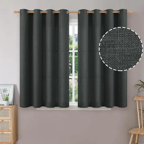 Miniatura 114 de BGment Cortinas de Lino Beige de 63 Pulgadas de Largo 2 Paneles - Tratamientos para Ventanas con Textura de Arpillera Filtrantes de Luz Cortinas