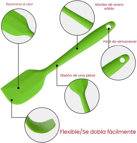 Miniatura 5 de Espátulas de silicona, espátula de goma de 11 pulgadas, resistente al calor, sin costuras, diseño de una pieza, antiadherente, flexible, raspadores