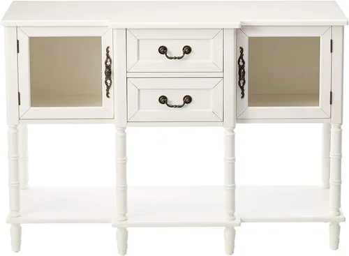 Miniatura 4 de Kings Brand Furniture Aparador moderno con puertas de cristal, cajones de almacenamiento y estantes para cocina, comedor y sala de estar