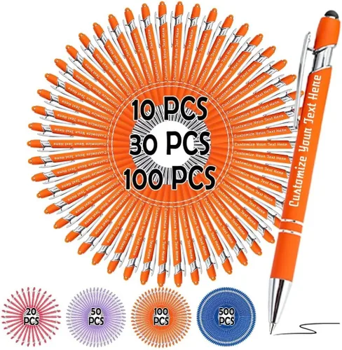 Miniatura 8 de Bolígrafos personalizados, bolígrafo grabado personalizado con punta de lápiz capacitivo, bolígrafo de tinta retráctil personalizado para escritura