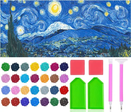 JesMolla Kit de pintura de diamante redondo completo 5D DIY por números para adultos, kits de pintura de diamantes redondos de taladro completo, kit