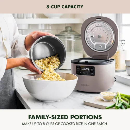 Miniatura 6 de GreenPan Olla arrocera avanzada, 4 tazas sin cocinar/8 tazas cocidas, olla antiadherente extraíble de cerámica sin PFAS, arroz blanco y marrón