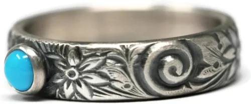 Miniatura 4 de Arizona Mined Turquoise Anillo Flor Patrón Vintage Plata