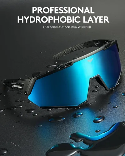 Miniatura 2 de Gafas de sol con protección UV, gafas de sol de ciclismo para hombres y mujeres, resistencia a los impactos Z87.1 para construcción Negro-hielo-azul