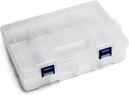 Miniatura 10 de MroMax Pequeña caja organizadora de plástico transparente de 10 rejillas, almacenamiento de manualidades con divisores ajustables, caja organizadora