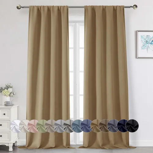 Miniatura 70 de Cortinas opacas para dormitorio, sala de estar, juego de 2 paneles de 54 pulgadas de largo, cortinas de oscurecimiento de habitación con aislamiento